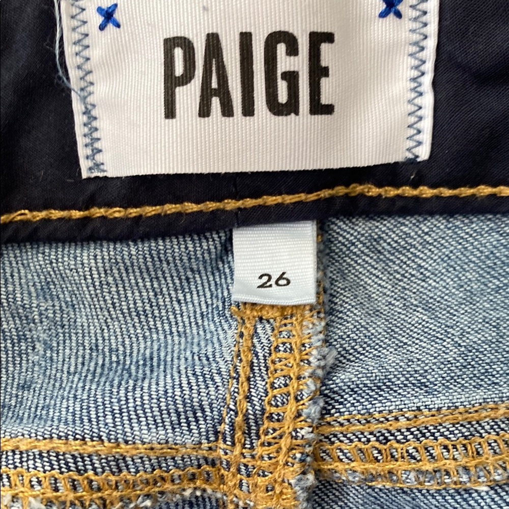 PAIGE Blue Skinny Jeans with Distressed Details - Picture 3 of 9